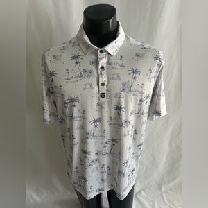 CON.STRUCT Shirt Men’s XL Golf Scene AOP Performance Quick Dry Golf Polo